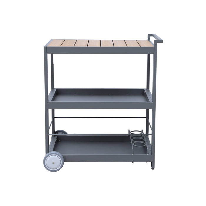 sweeek - Bijzettafel voor buiten, 84 cm van aluminium met wielen en
