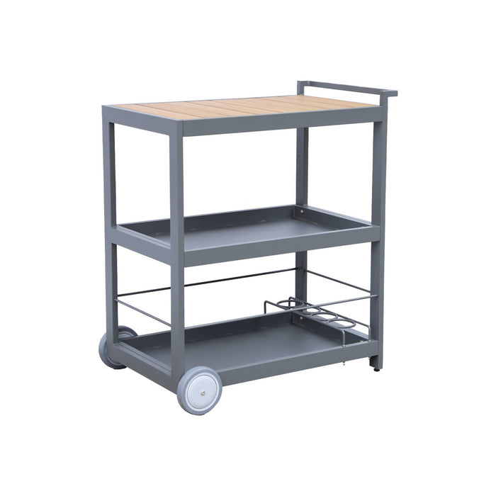 sweeek - Bijzettafel voor buiten, 84 cm van aluminium met wielen en