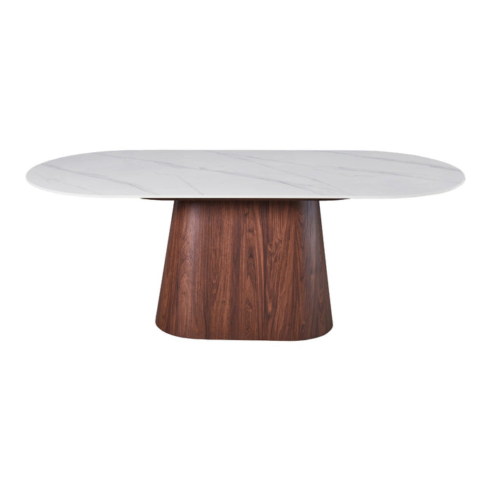 Giga Meubel - Eettafel Wit Keramiek|Walnoot - 200x90x75cm - Madia