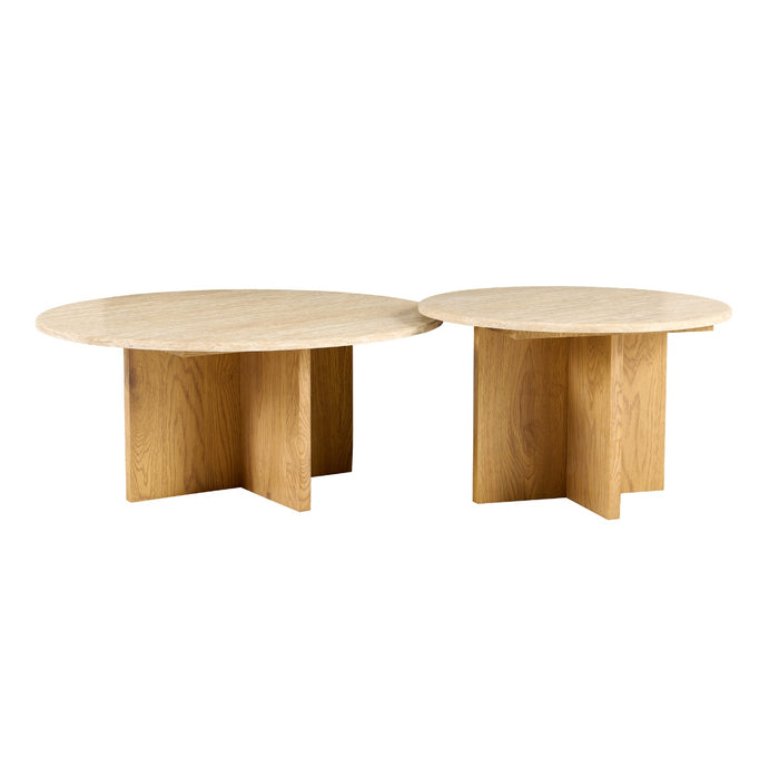 Giga Meubel - Salontafel Lichtbruin Marmer - Ø60x38cm - Faria