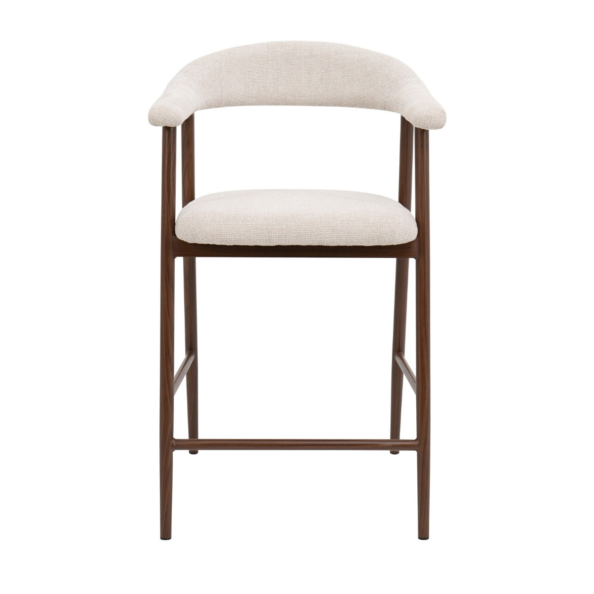Giga Meubel - Barkruk Beige Stof|Walnoot - Mila - Set van 2