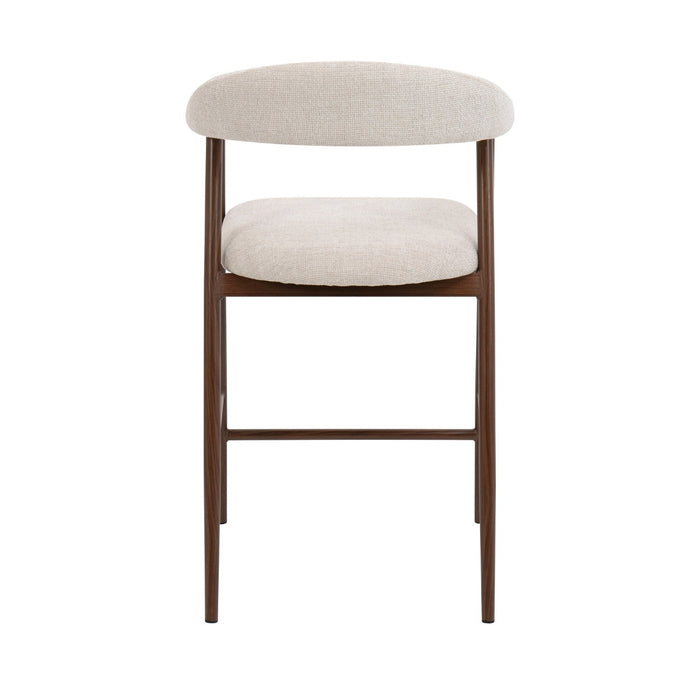 Giga Meubel - Barkruk Beige Stof|Walnoot - Mila - Set van 2