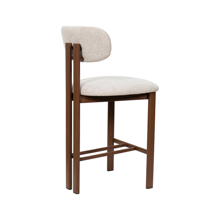 Giga Meubel - Barkruk Walnoot - Beige - Noor - Set van 2