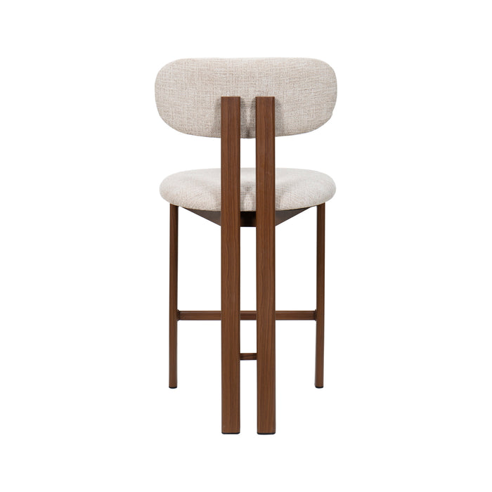 Giga Meubel - Barkruk Walnoot - Beige - Noor - Set van 2