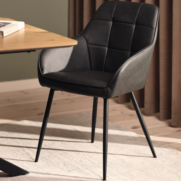 Giga Living - Eetkamerstoel Grijs PU Leer - Nolan - Set van 2