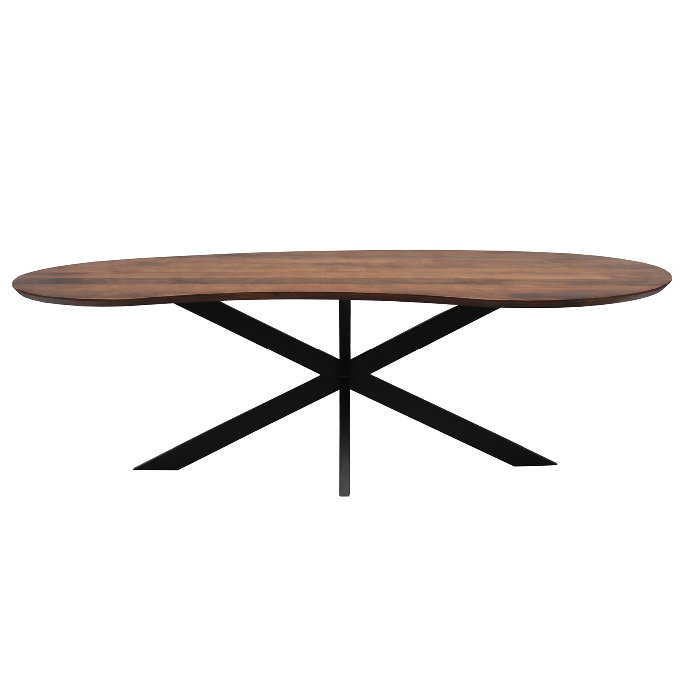 Eetkamertafel mango organisch Kidney walnoot met spinpoot 200 cm
