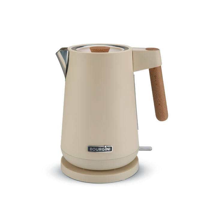 Bourgini Harmony Waterkoker 1.7L – RVS – Crème & Beukenhout