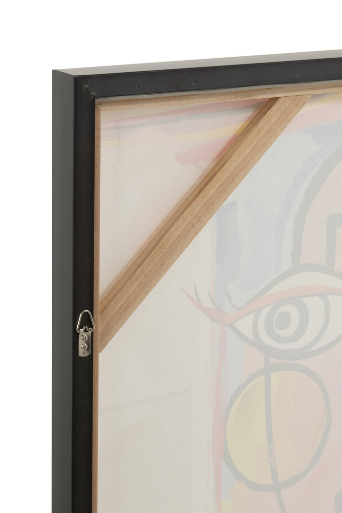 J-Line wanddecoratie Abstract Gezichten - canvas|verf - mix - 2 stuks