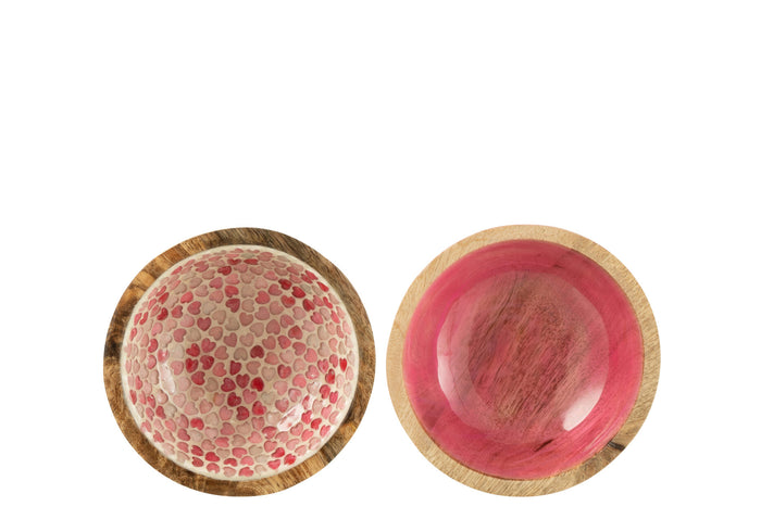 J-Line kom - hout - roze - medium - 2 stuks