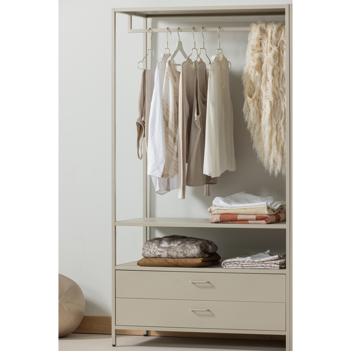 WOOOD Ferris Open Kledingkast 100 cm - Metaal - Zand - 185x100x54