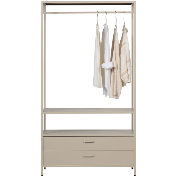 WOOOD Ferris Open Kledingkast 100 cm - Metaal - Zand - 185x100x54