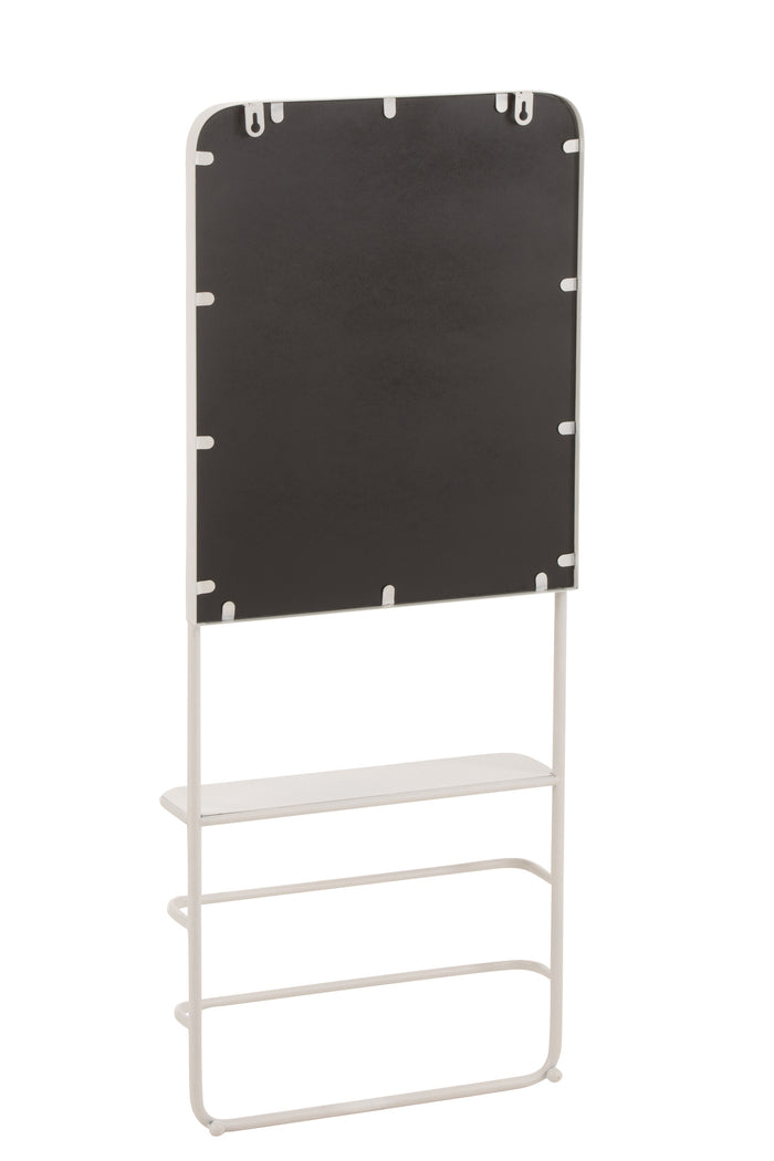 J-Line hangrek Spiegel - metaal|glas - wit