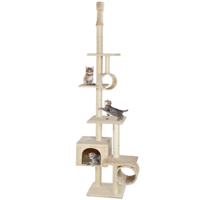 tectake® Kattenkrabpaal plafond hoog 225cm-245cm - Beige
