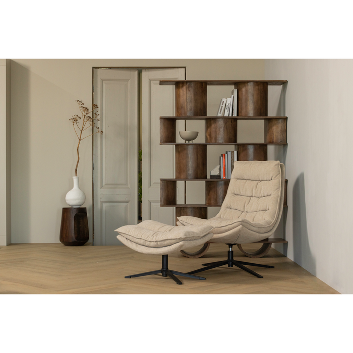 WOOOD Kube Draaifauteuil Met Hocker - Chenille stof - Naturel