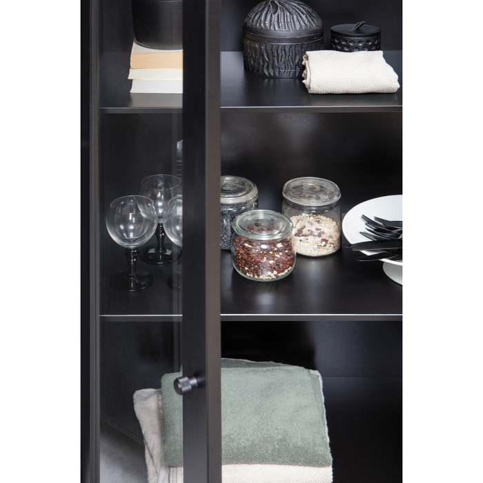 WOOOD Xam Vitrinekast - Grenen - Zwart - 155x100x40