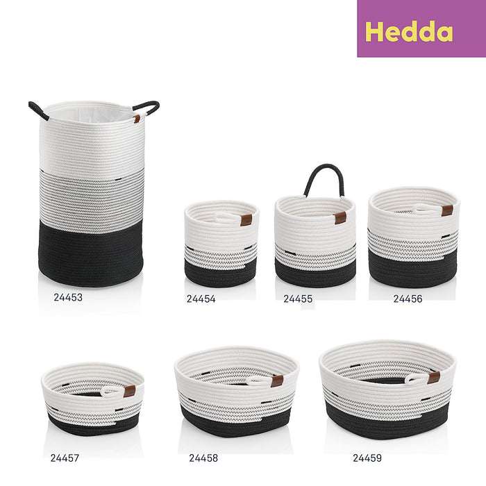 Wasmand, 40 x 57 cm, Rond, Wit|Zwart - Kela | Hedda