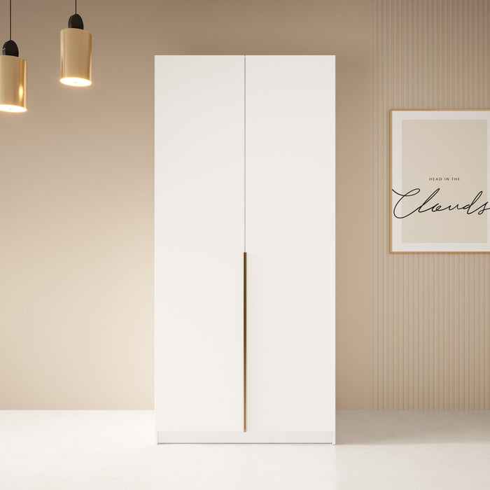 Meubella - Kledingkast Bruno 2 - Wit - 100 cm