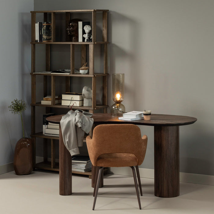 WOOOD Jenny Eetkamerstoelen - Geweven Stof - Bruin - Set van 2