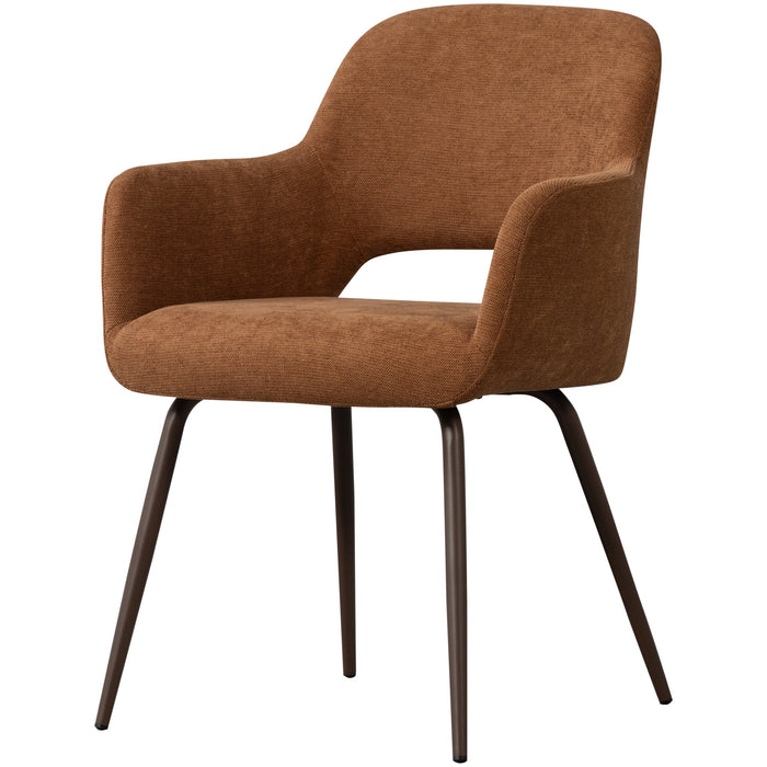 WOOOD Jenny Eetkamerstoelen - Geweven Stof - Bruin - Set van 2