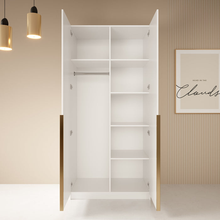 Meubella - Kledingkast Bruno - Wit - 100 cm - Met spiegel