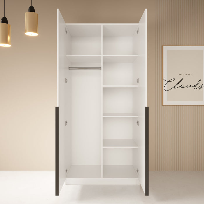 Meubella - Kledingkast Bruno - Wit - 100 cm