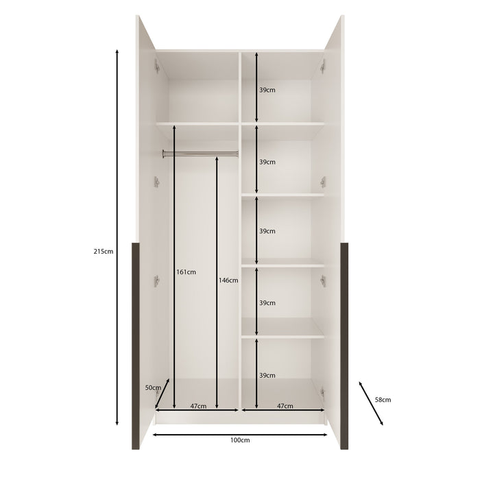 Meubella - Kledingkast Bruno - Wit - 100 cm