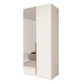 Meubella - Kledingkast Bruno 2 - Wit - 100 cm - Met spiegel