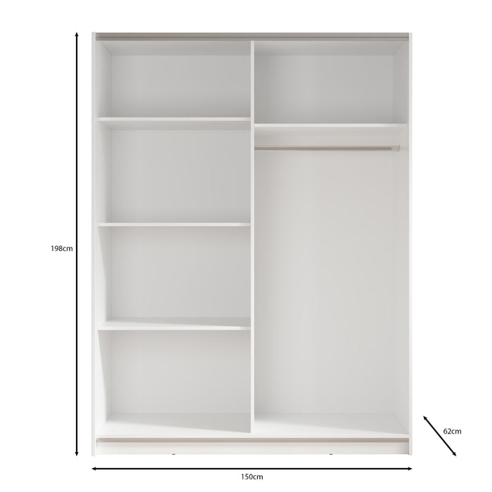 Meubella - Kledingkast Ganaro - Eiken - 150 cm - Met spiegel