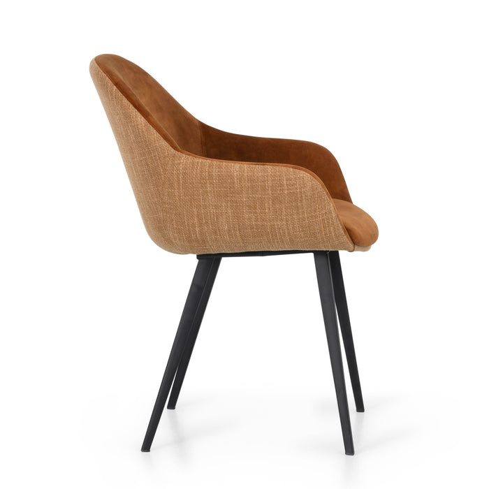 Eetkamerstoel Nora - Bruin - Velvet | Textiel | Metaal
