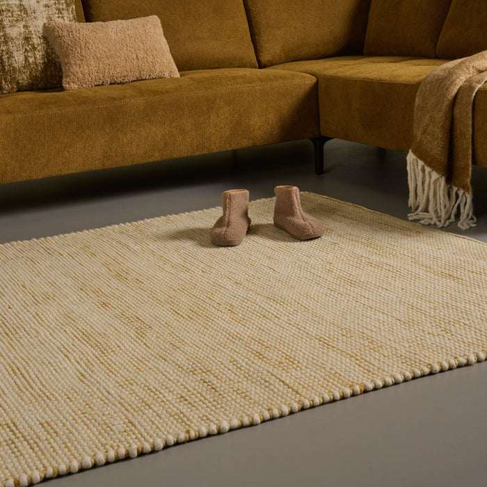 Vloerkleed Stip - Geel - 100% Wol - 160x0x230cm (BxHxD)
