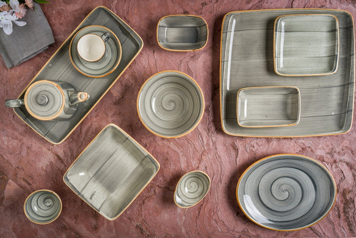 Bonna Serveerschaal - Aura Space - Porselein - 8 cm (60cc) - set van 2