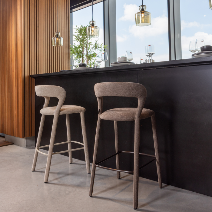 WOOOD Noble Barstoel - Polyester - Zand - 95x48x52