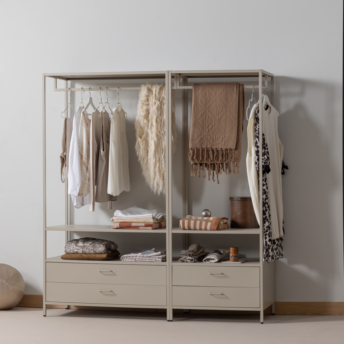 WOOOD Ferris Open Kledingkast 100 cm - Metaal - Zand - 185x70x54