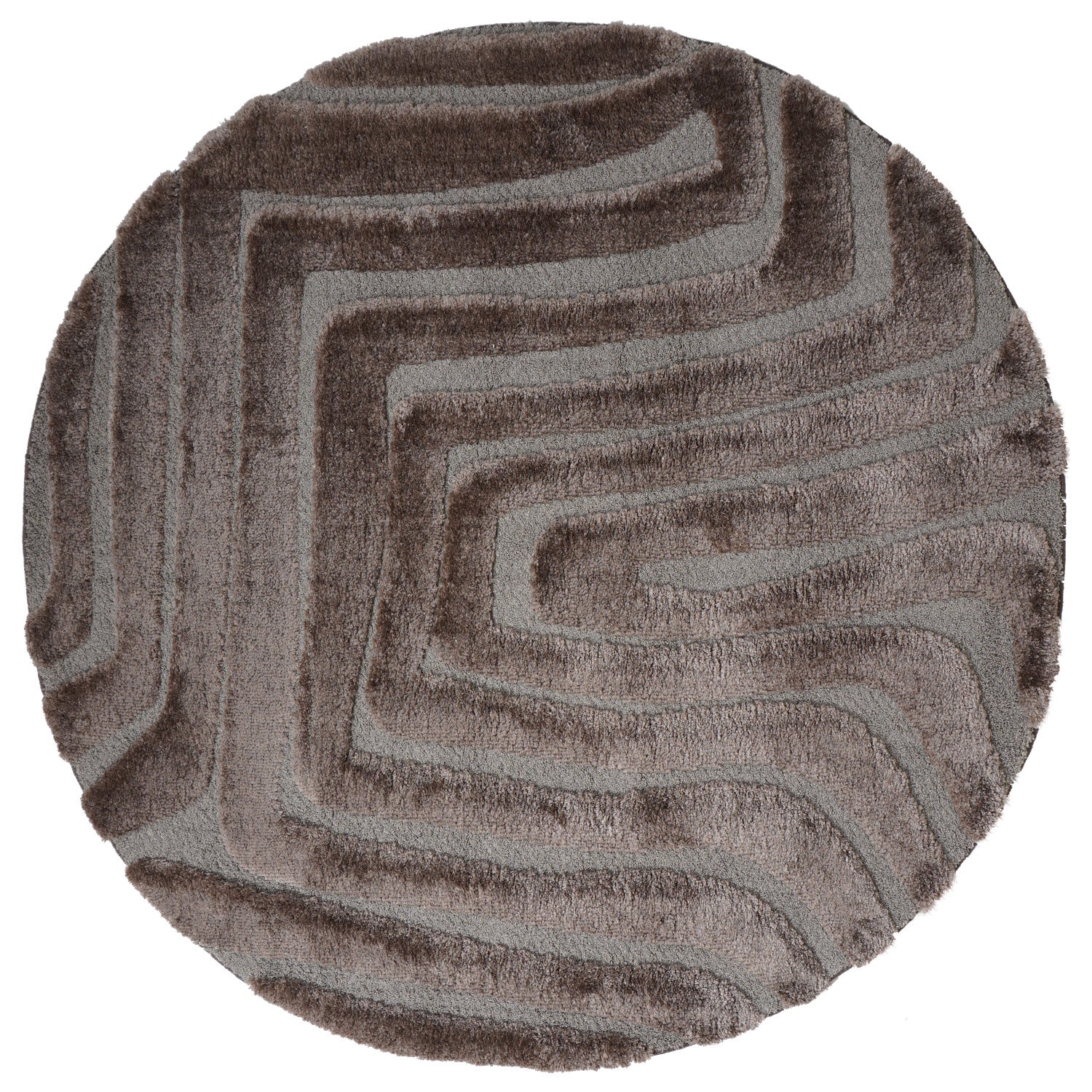 Veer Carpets - Vloerkleed Lima Bruin Rond ø160 cm