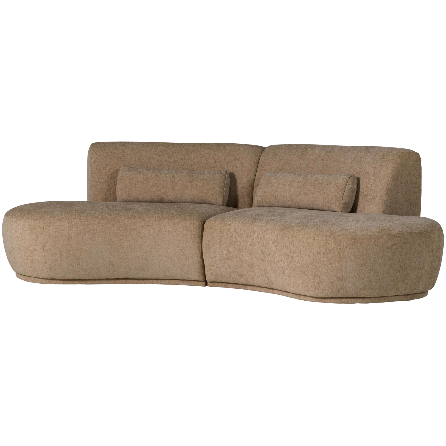 WOOOD Batavier Half Ronde Bank 4-Zits - Polyester - Velvet Lichtbruin