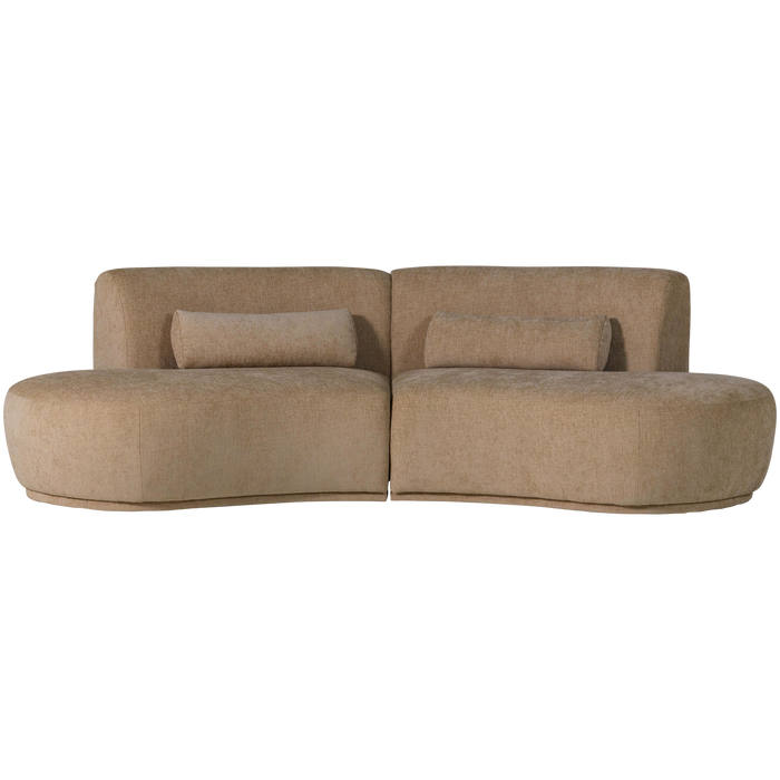 WOOOD Batavier Half Ronde Bank 4-Zits - Polyester - Velvet Lichtbruin