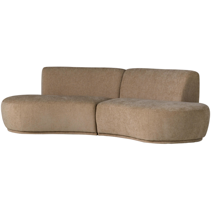 WOOOD Batavier Half Ronde Bank 4-Zits - Polyester - Velvet Lichtbruin