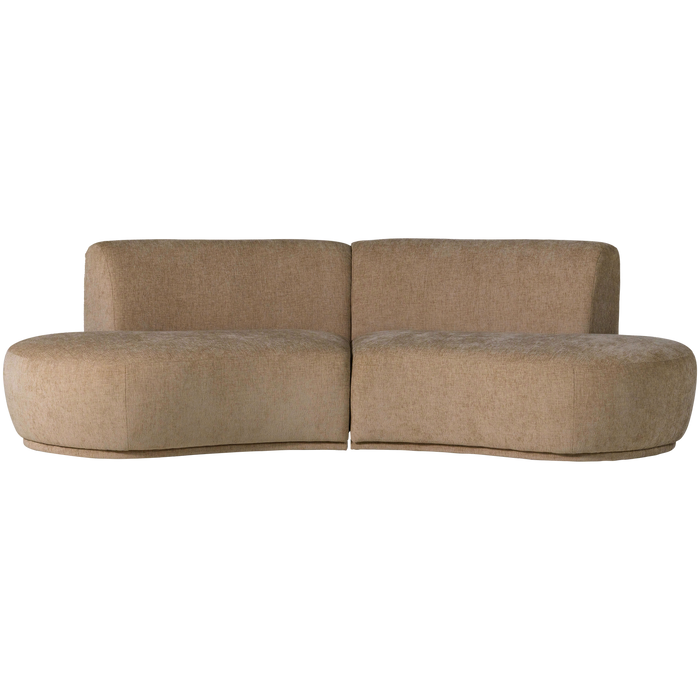 WOOOD Batavier Half Ronde Bank 4-Zits - Polyester - Velvet Lichtbruin