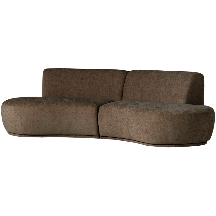 WOOOD Batavier Half Ronde Bank 4-Zits - Polyester - Velvet Bruin