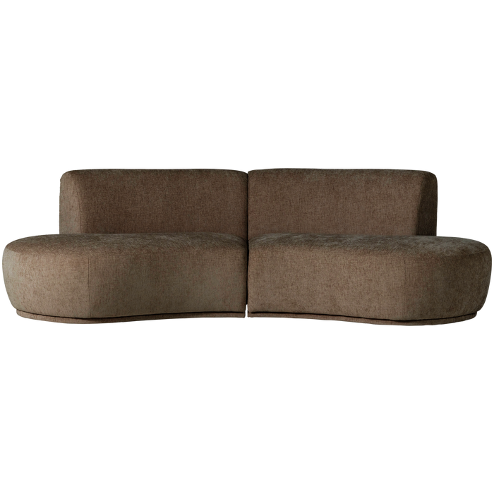 WOOOD Batavier Half Ronde Bank 4-Zits - Polyester - Velvet Bruin