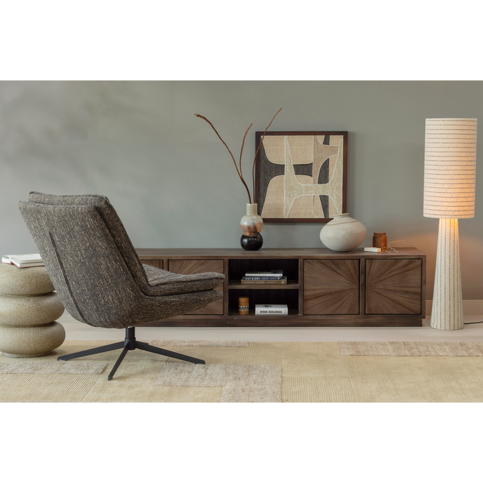 WOOOD Milaro Draaifauteuil - Polyester - Bruin Melange - 88x75x94