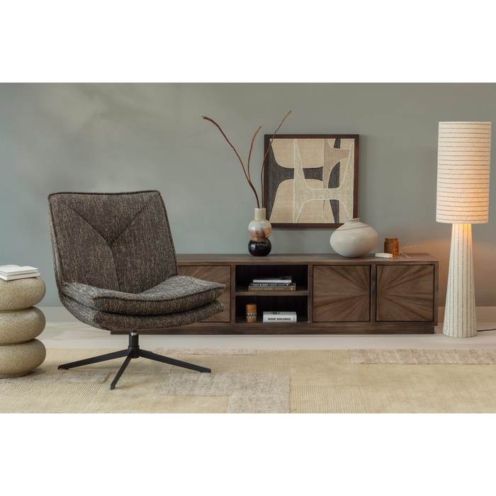 WOOOD Milaro Draaifauteuil - Polyester - Bruin Melange - 88x75x94
