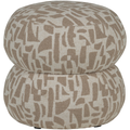 WOOOD Anic Poef - Polyester - Grafisch Patroon - Zand - 40x43x43