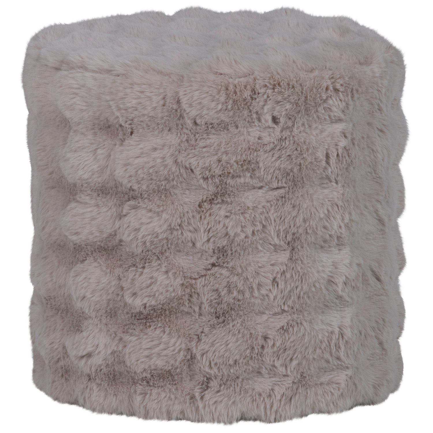 WOOOD Olven Poef Hoog - Fluffy Stof - Naturel - 46x46x46