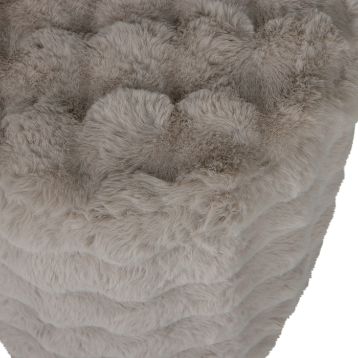 WOOOD Olven Poef Hoog - Fluffy Stof - Naturel - 46x46x46