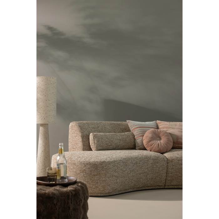 WOOOD Olven Poef Laag - Fluffy Stof - Bruin - 36x60x60