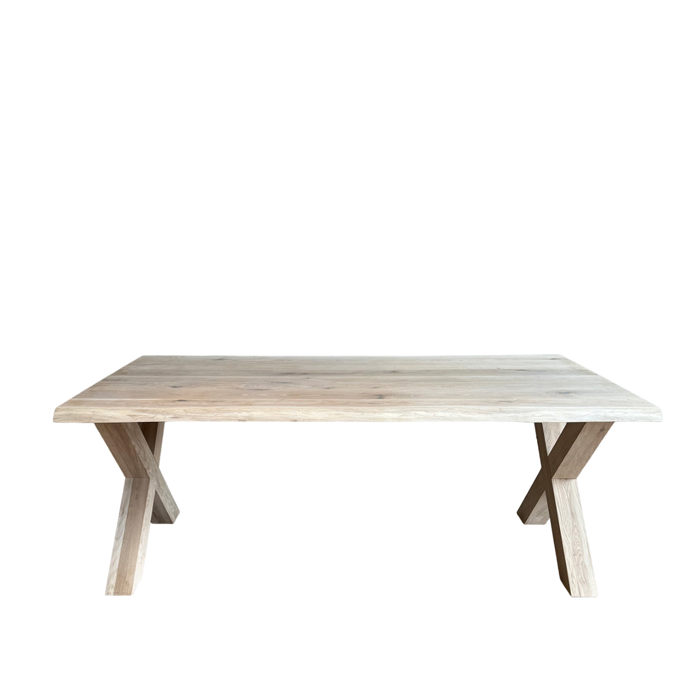 Boomstamtafel eiken 200x100cm met eiken X poten