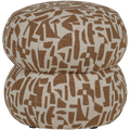 WOOOD Anic Poef - Polyester - Grafisch Patroon - Bruin - 40x43x43