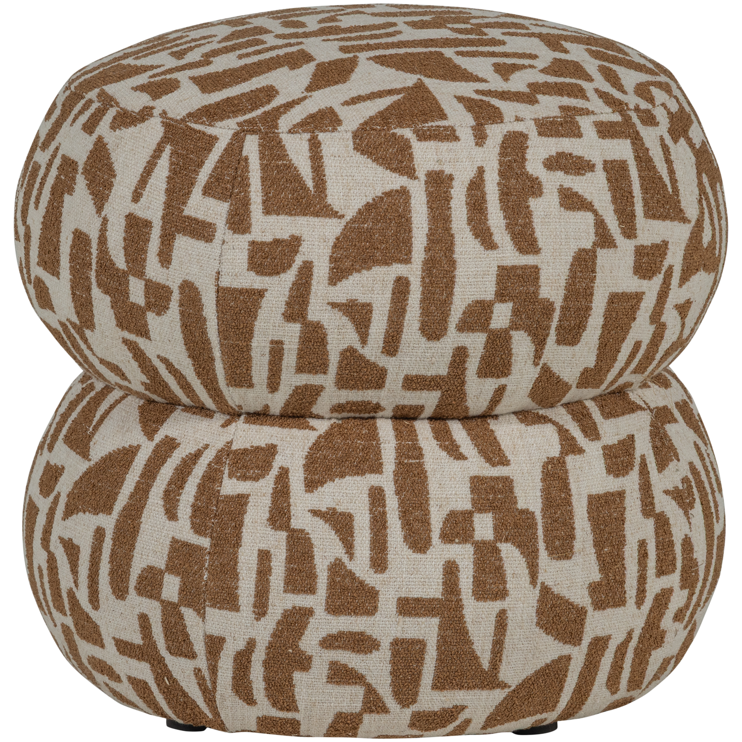 WOOOD Anic Poef - Polyester - Grafisch Patroon - Bruin - 40x43x43