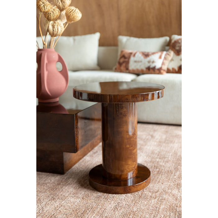 Dutchbone Quinn Bijzettafel Rond 46 cm Walnoot kleur - Bruin
